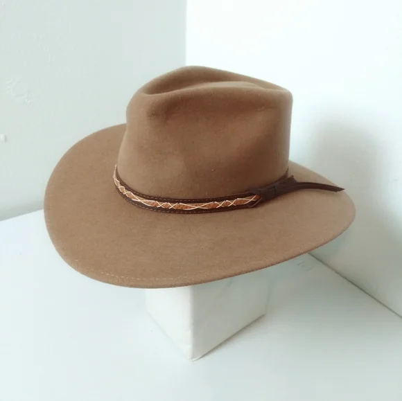 Montana Tan Men's Hat Style Indiana Genuine Wool Felt Men's Size Oval - Picture 2 of 7
